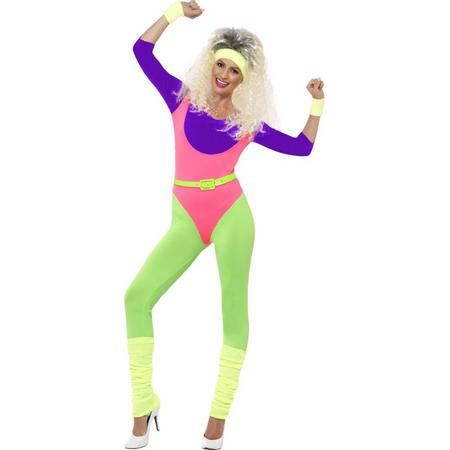 Foute Party Retro Neon Fitness Kostuum }| maat XS (32-34)